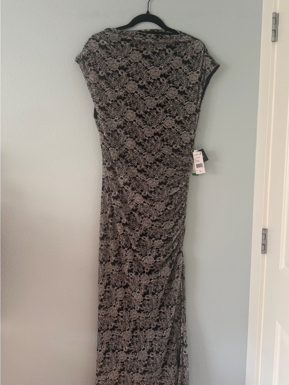 Black and white Floral Lace-Print Maxi Dress - Women